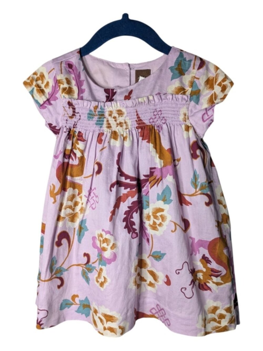 Tea Collection Tibetan Dragons Dress Lilac Purple Tan Size 12-18 Months
